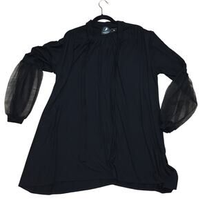 The Pretty Cult Tie Neck Sheer Lantern Sleeve Shift Dress 3X Corporate Goth -NWT